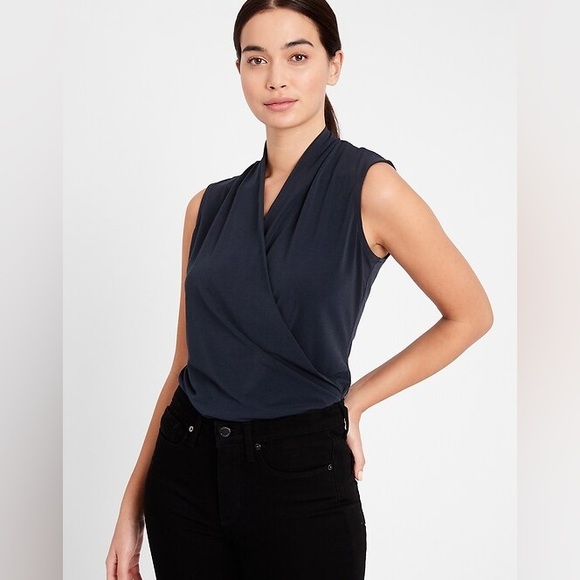 Banana Republic Petite Wrap Effect Sleeveless Top - Picture 3 of 8